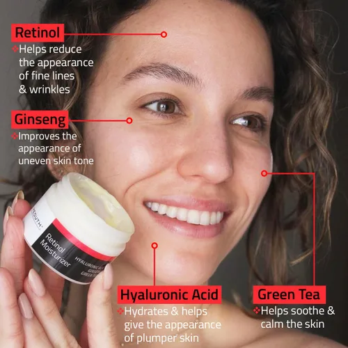 Vista 5 de YEOUTH Crema de retinol para cara, hidratante facial de retinol para mujeres y hombres con ácido hialurónico y té verde, hidratante nocturno