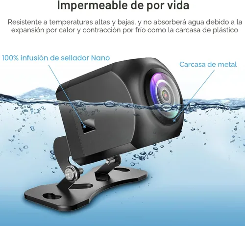 Vista 3 de Cámara de Respaldo HD, Carcasa de Metal Ángulo de Visión Amplia de 170 Grados Cámara de Vista Trasera de Placa de Matrícula para Automóvil, Visión