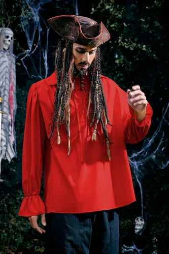 Vista 3 de Camisa medieval de pirata para hombre, disfraz renacentista, cosplay, camiseta gótica victoriana, camiseta vikinga, tops de vampiro