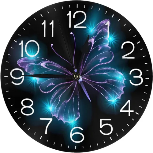 Vista 16 de Reloj de pared redondo de 250 años de aniversario, silencioso, sin tictac, funciona con pilas, retro con bandera de Estados Unidos, relojes
