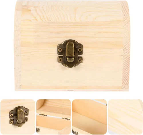 Vista 6 de Cabilock Bandeja organizadora de aretes, caja de madera para manualidades, caja de madera sin terminar, caja de madera con tapa, caja de madera sin