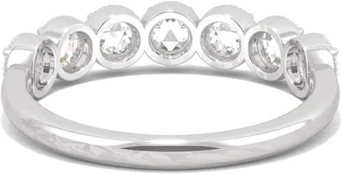 Vista 6 de Charles & Colvard Alianza de boda milgrain de corte rosa redonda de moissanita de oro blanco, 0.42cttw DEW