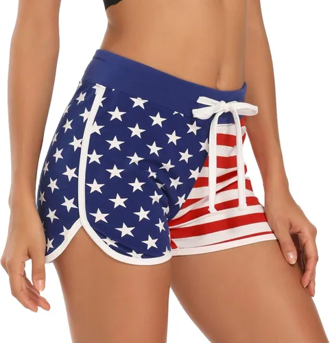 Vista 9 de HDE Pantalones cortos de entrenamiento de moda retro con delfines para mujer Negro
