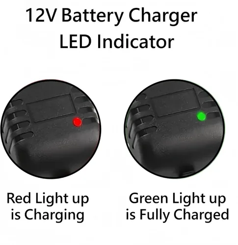 Vista 7 de Cargador de batería de 12 voltios, adaptador de corriente de 1000 mA con enchufe cuadrado rojo e indicador LED, para juguetes de plomo de 12 V