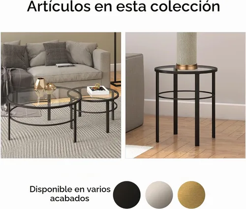 Vista 13 de Henn&Hart Mesa de centro moderna de 36", color negro