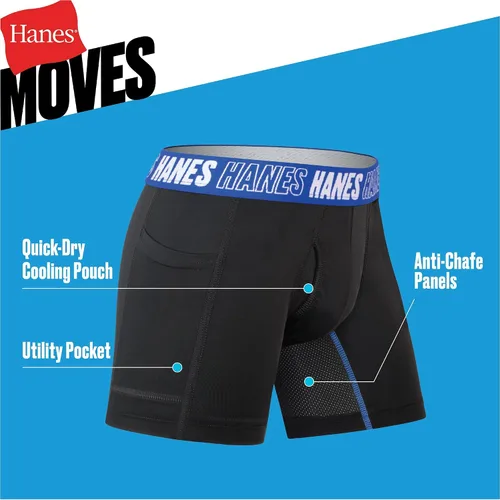 Vista 4 de Hanes Boys' Moves Underwear, Anti-chafe Boxer Briefs for Boys, 6-pack