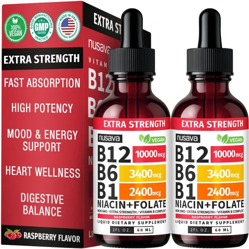 Vista 14 de Paquete de 2 gotas líquidas de vitamina B12 y B6, complejo de vitamina B sublingual B12 - Vitamina B 12 de 5000 mcg - B12 metilcobalamina