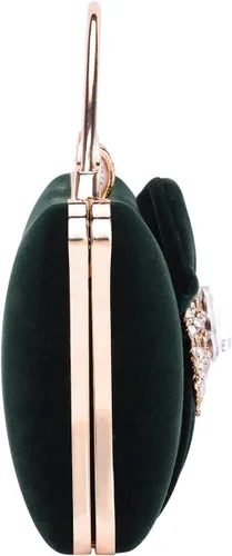 Vista 5 de Bolsos de noche de terciopelo para mujeres con cierre de flores de diamantes de imitación adornado con cristal embrague monedero para fiesta boda