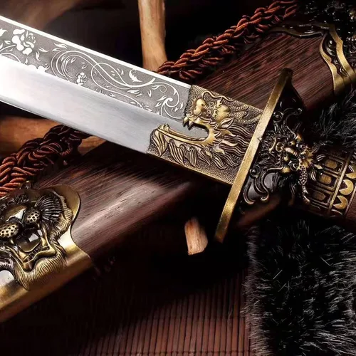 Vista 3 de OYZ Espada Katana, Espada Samurai Japonesa, Katana de acero de alto carbono 1095, hecho a mano, espada china de acero plegado