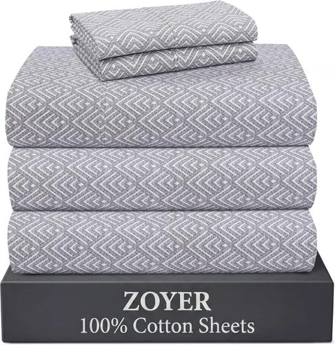 Vista 70 de ZOYER Sábanas de 100 % algodón percal tamaño individual, refrescantes y transpirables, duraderas, con una sensación nítida, suave y cómoda, bolsillo