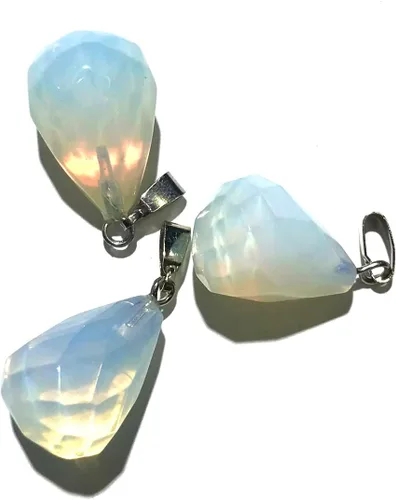 Vista 3 de LE SKY 12 colgantes de piedra natural, forma de gota de agua grasa, piedra de ágata de cristal reiki facetada para hacer joyas y collares, Piedra