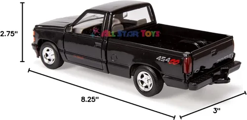Vista 2 de Motormax 1992 Chevy 454SS Pickup Truck 1/24 Escala Diecast Modelo Coche Negro