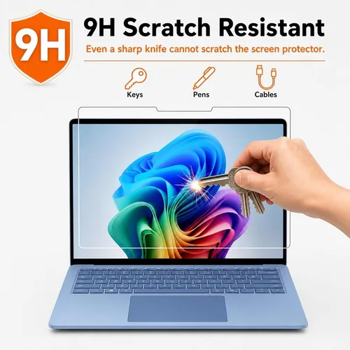 Vista 3 de Megoo - Protector de pantalla para Microsoft Surface Laptop 8/7 de 13,8 pulgadas ArmorShield Series 9H - Película protectora de vidrio templado