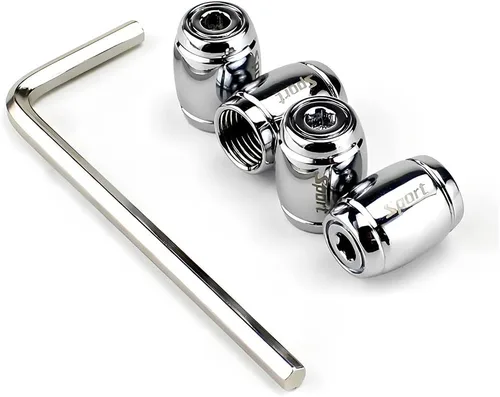 Vista 7 de Tapones deportivos para válvula de neumático, 4 tapas de vástago de válvula de rueda de aluminio con diseño antirrobo, tapa de aire a prueba de Negro