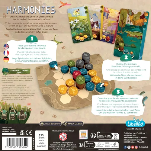 Vista 3 de Asmodee Harmonies Juego de mesa - Crea paisajes oníricos, juego estratégico y poético, juego familiar divertido para niños y adultos, a partir de 10