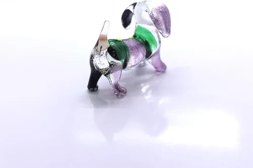 Vista 4 de Dachshund Micro Tiny Figurines Hand Blown Glass Art Animals Collectible Dog-Lover Gift Home Décor (Black Purple)