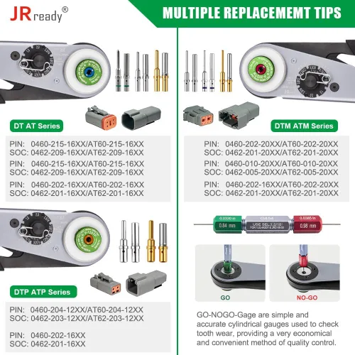Vista 3 de Kit de Crimpado ST2163 Deutsch, Herramienta de Contactos Sólidos ACT-HDT con 3 Posicionadores y Calibre G454 para Terminales Deutsch Tamaño 12 16 20