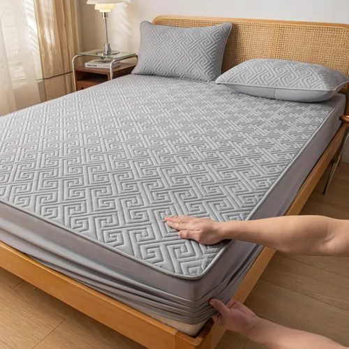 Vista 9 de FCLDESHOP Sábana elástica de bolsillo profundo, sábanas gruesas con impresión acolchada, para dormitorio de niño y niña, impermeable, barrera