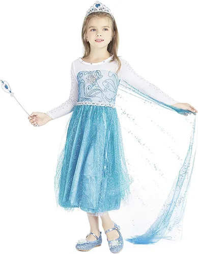 Vista 2 de Eledobby Elsa Coronation Dress for Girls The Frozen Costume Princess Elsa Dresses Halloween Outfits Birthday Party Ball Gown