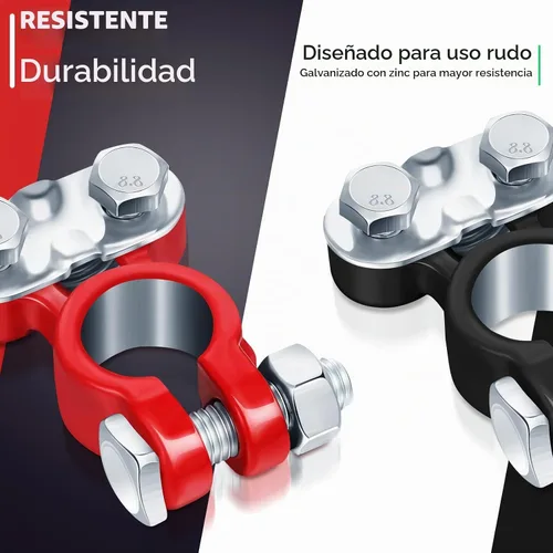 Vista 4 de Frienda 2 piezas de terminales de batería para coche, conectores de terminales de batería galvanizados, arandelas anticorrosión de poste superior