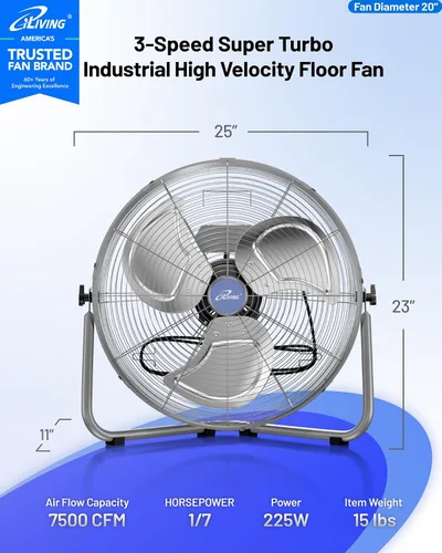 Vista 3 de Iliving – Ventilador de piso de alta velocidad