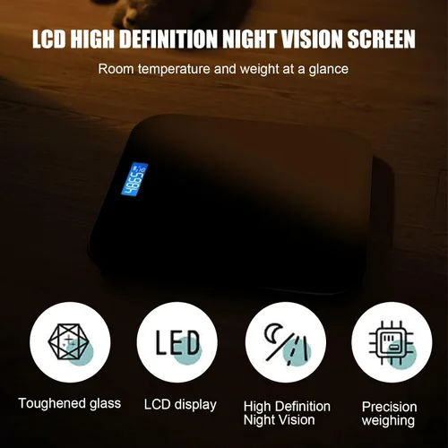 Vista 3 de Báscula inteligente para peso corporal, báscula de baño digital con indicación de temperatura, diseño de esquina, báscula de peso corporal altamente