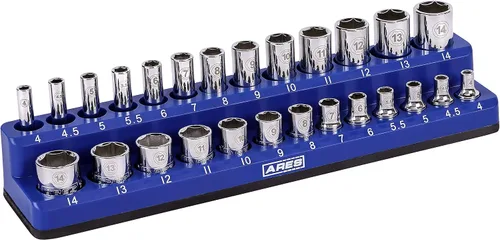 Vista 11 de ARES 70236 - Organizador magnético para 16 vasos SAE de 1/2 pulgada, para 15 vasos y 1 adaptador para vaso, mantiene tu caja de herramientas