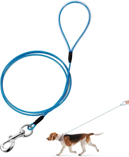 Vista 10 de Correa para perro a prueba de masticación Mi Metty, correa de cable metálico de 6 pies, correa resistente hecha de cuerda de alambre recubierta