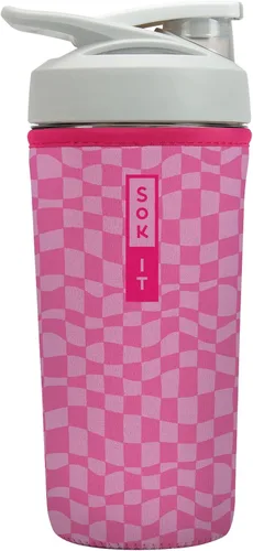 Vista 27 de Sok It BotlSok Botella Mezcladora de Proteínas con Funda Aislante de Neopreno (Floral Abstracto, Se Ajusta a Mezcladoras de 24oz)