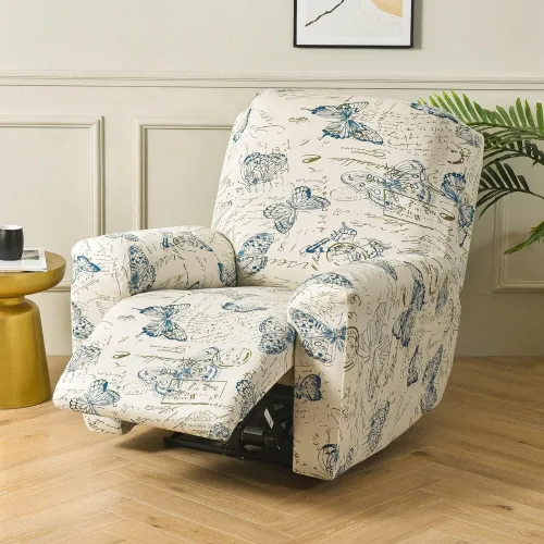 Vista 30 de Fundas para silla reclinable para silla reclinable, 4 piezas, funda para sofá reclinable con bolsillos, funda elástica antideslizante y reclinable