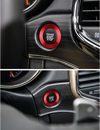 Vista 6 de LECART Anillo de cubierta de botón de arranque para Jeep Cherokee/Grand Cherokee 2014-2024, accesorios de automóvil, decoración interior roja