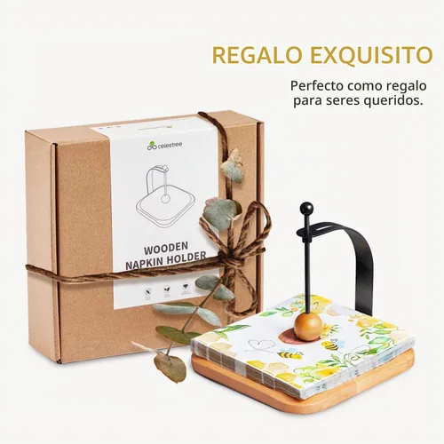 Vista 9 de Portaservilletas de Haya Norteamericana para Mesa - Portaservilletas de Cóctel de Madera Estilo Nórdico que se Ajusta a Servilletas de 5-7