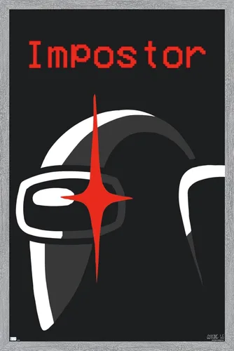 Vista 10 de Póster de pared de Among Us Impostor, 34 pulgadas de largo x 22.4 pulgadas de ancho, versión enmarcada de madera de granero
