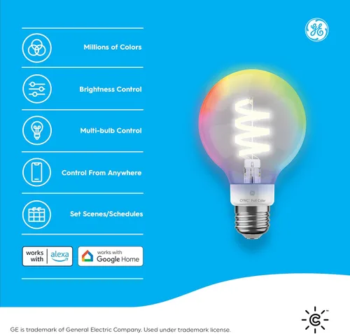 Vista 2 de Cync GE - Bombillas LED inteligentes, bombilla globo G25, decoración estética de habitación, bombillas que cambian de color, equivalente a 60 W