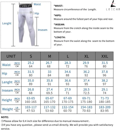 Vista 5 de Queerier Men's Compression Pants Running Tights Pockets Sports Spandex Leggings Workout Cycling Athletic Thermal Pant