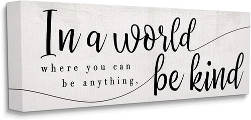 Vista 6 de Stupell Industries Be Anything, Be Kind Phrase Whimsical Country Typography, placa de pared de diseño de Daphne Polselli, 7 x 17, blanco roto