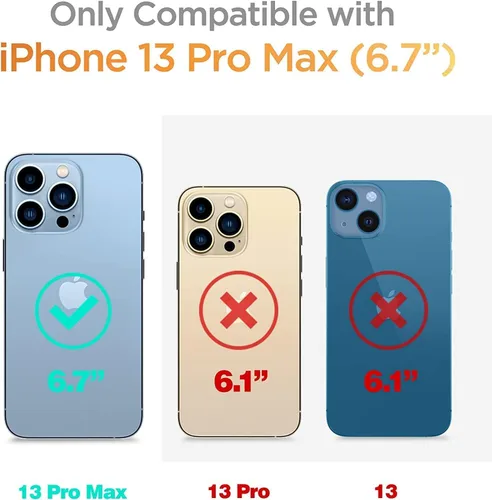 Vista 2 de NGB Supremacy Funda compatible con iPhone 13 Pro Max (6.7 pulgadas) con protector de pantalla de vidrio templado/correa para la muñeca, purpurina