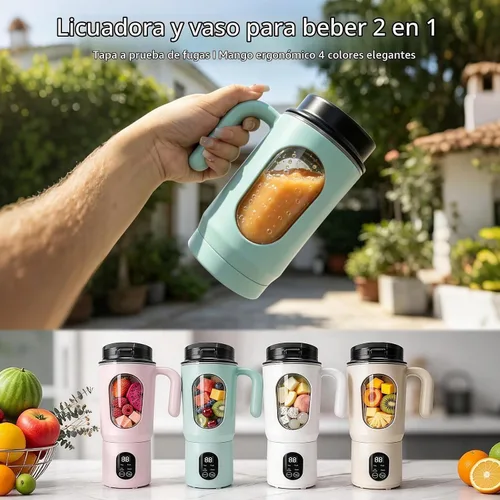 Vista 8 de Batidora portátil para batidos, 580ML USB-C recargable Juicer Cup (verde)