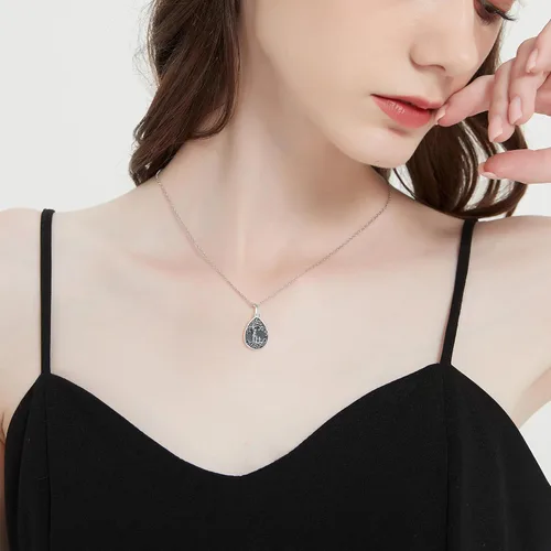 Vista 69 de Collar con colgante de urna de cenizas de cremación y árbol de la vida para mujer, plata de ley US1
