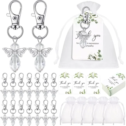 Vista 8 de Hicarer - Juego de 60 llaveros de ángel, bolsas de organza, color azul