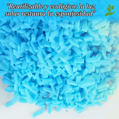 Vista 4 de Relleno para Puf - 5 libras de Espuma Viscoelástica Triturada, Alta Densidad ≥3.12 lb/ft³, Relleno Azul para Puf, Cojín de Sofá, Cama para Perro