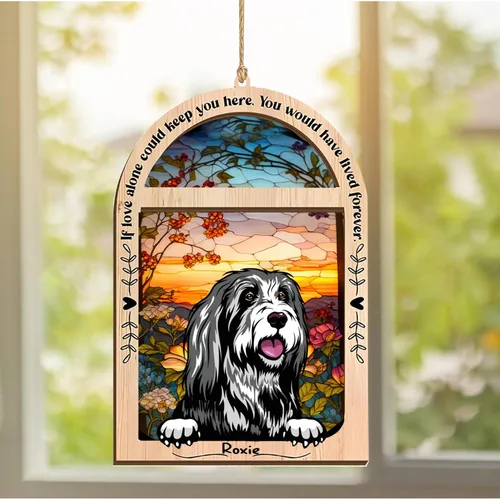 Vista 93 de LOVELYPOD Adorno de Navidad personalizado de sabueso afgano, atrapasoles con nombre, regalos de pérdida de mascotas, regalos para amantes