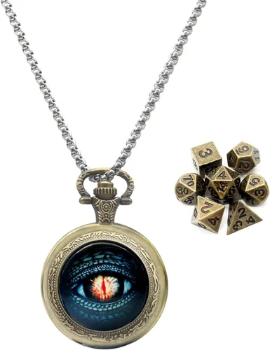 Vista 9 de Haxtec Juego Mini de Dados de Metal DND con Estuche de Collar Hueco Juego de Dados de Metal Pequeños Antiguos Juego de Llaveros D&D Portátil Juego