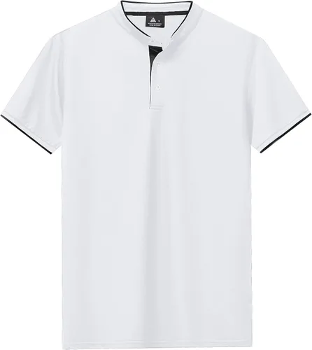 Vista 5 de Little Beauty Camisas Henley de manga largacorta con botones y bolsillo para hombre