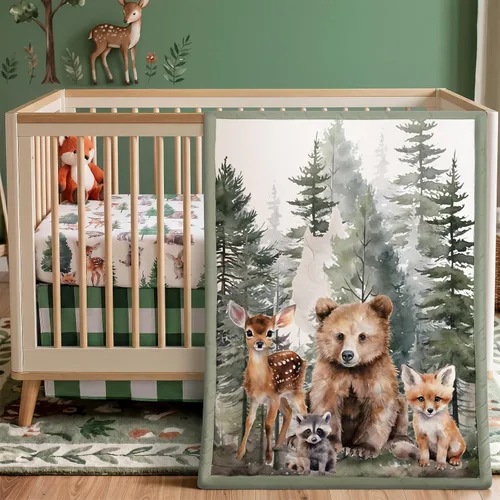 Vista 16 de Hahafelt - Juego de ropa de cama para cuna de bebé, 3 piezas Verde