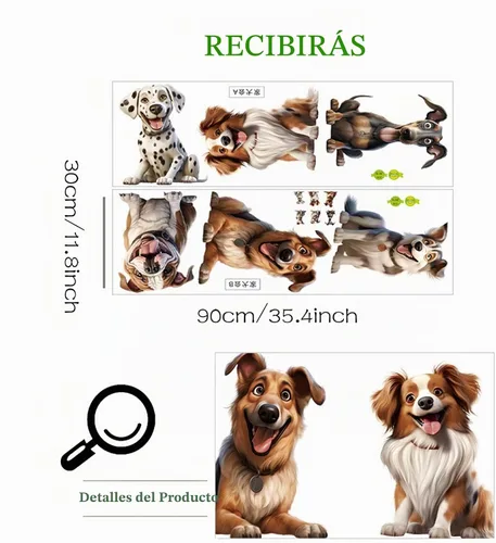 Vista 4 de Calcomanías de pared de seis razas de cachorros, calcomanías