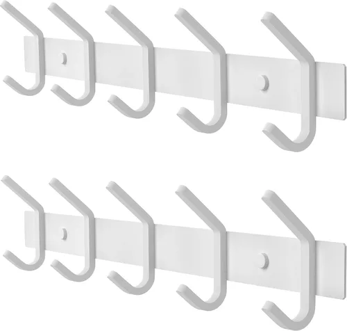 Vista 10 de Perchero pequeño de montaje en pared, de níquel cepillado, de acero inoxidable de 6 pulgadas, con 2 ganchos dobles resistentes, colgador de pared