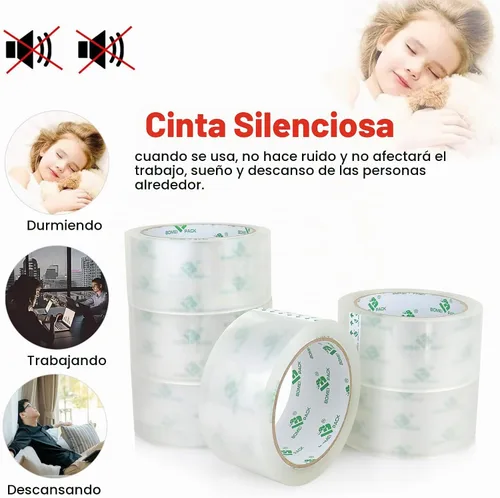 Vista 2 de BOMEI PACK Cinta de embalaje silenciosa sin ruido, 6 rollos de 1.88 pulgadas x 55 yardas, cinta de embalaje industrial resistente para embalaje