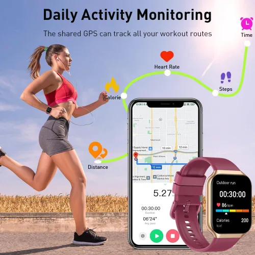 Vista 5 de Reloj inteligente (respuesta/hacer llamadas), reloj inteligente HD de 1.96 pulgadas para hombres y mujeres, rastreador de actividad física 2025