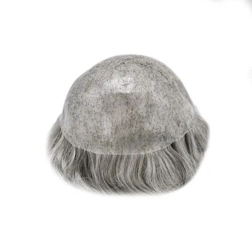 Vista 472 de Toupee para hombre 100% cabello humano real tupé para hombres 0.004 in piel de poliuretano para hombre, sistema de reemplazo de piezas de pelo